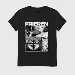 Футболка хлопковая женская Sou sou no frieren, цвет: черный