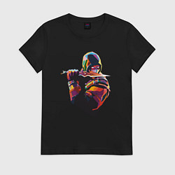 Футболка хлопковая женская Scorpion - Mortal Kombat, цвет: черный