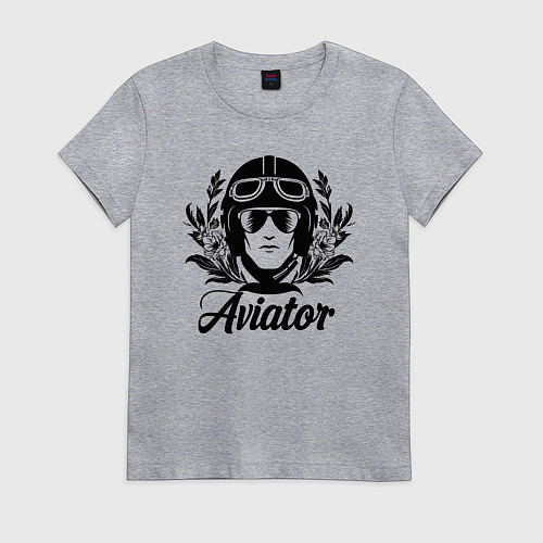 Женская футболка Авиатор в цветах / Меланж – фото 1