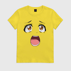 Футболка хлопковая женская Удивление anime face - большие глаза, цвет: желтый