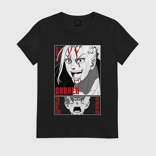 Женская футболка Токийские мстители Дракен и Такимичи / Черный – фото 1