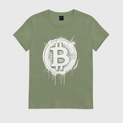 Футболка хлопковая женская Биткоин в стиле Бэнкси, цвет: авокадо