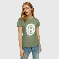 Футболка хлопковая женская Биткоин в стиле Бэнкси, цвет: авокадо — фото 2
