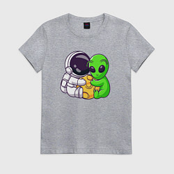 Футболка хлопковая женская Наша луна, цвет: меланж