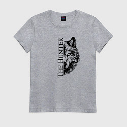 Футболка хлопковая женская Волк охотник, цвет: меланж