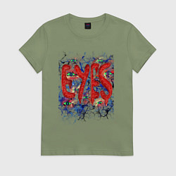 Футболка хлопковая женская Eyes halloween, цвет: авокадо