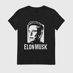 Футболка хлопковая женская Илон Маск в стиле стрит-арт, цвет: черный