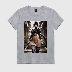 Футболка хлопковая женская Type B косплей Евы из Stellar Blade, цвет: меланж