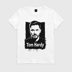 Футболка хлопковая женская Том Харди в черном штрихе, цвет: белый