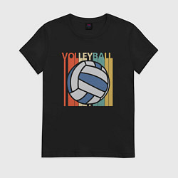 Футболка хлопковая женская Volleyball colors, цвет: черный