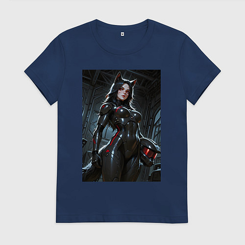 Женская футболка Лиса косплей Мастера Чифа / Тёмно-синий – фото 1