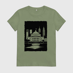 Футболка хлопковая женская Капитолий у высоток, цвет: авокадо