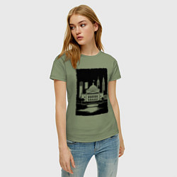 Футболка хлопковая женская Капитолий у высоток, цвет: авокадо — фото 2