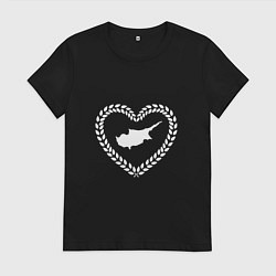 Футболка хлопковая женская Кипр в сердце монохром, цвет: черный