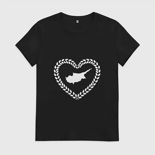 Женская футболка Кипр в сердце монохром / Черный – фото 1