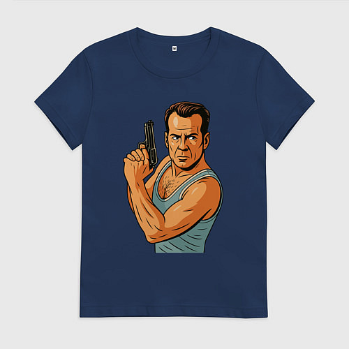 Женская футболка Брюс Уиллис / Тёмно-синий – фото 1
