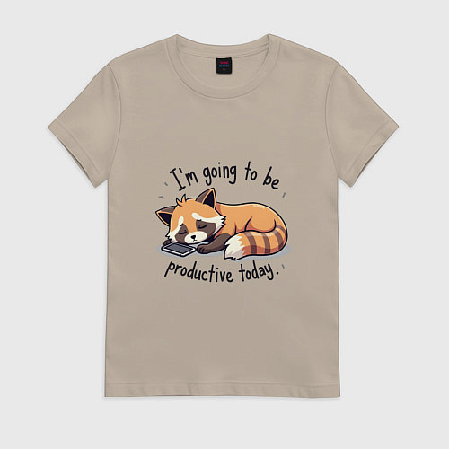 Женская футболка Очень ленивый нот / Миндальный – фото 1