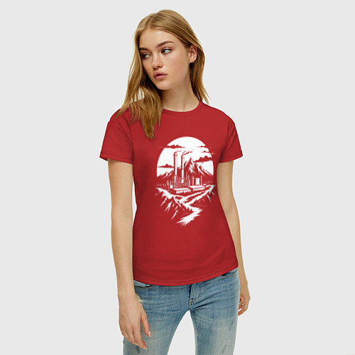 Женская футболка Завод в горах / Красный – фото 3