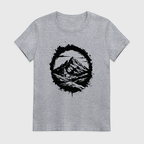 Женская футболка Гора и храм в круге / Меланж – фото 1