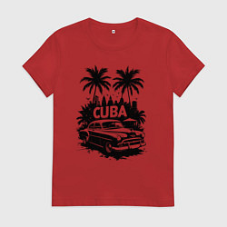 Женская футболка Ретро-Куба пальмы и автомобиль