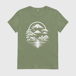 Футболка хлопковая женская Тишина Фудзи, цвет: авокадо