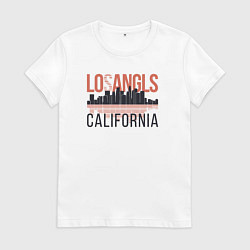 Футболка хлопковая женская California - Los Angeles, цвет: белый