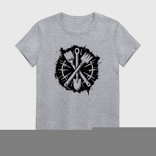 Женская футболка Лопатка и кисточки / Меланж – фото 1