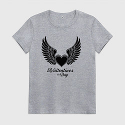Футболка хлопковая женская Крылья любви: День святого Валентина, цвет: меланж