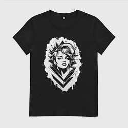 Футболка хлопковая женская Поп-арт дива, цвет: черный