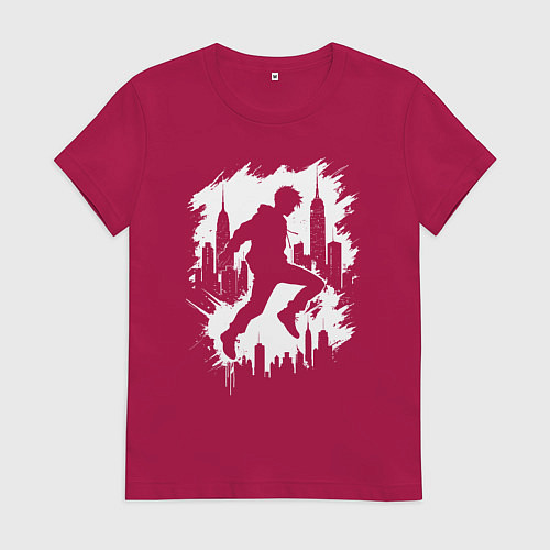 Женская футболка Прыжок над городом / Маджента – фото 1