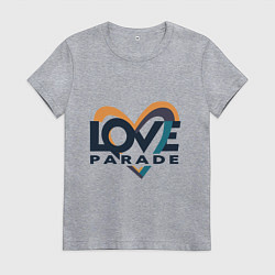 Футболка хлопковая женская Логотип Love Parade, цвет: меланж
