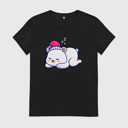 Женская футболка Спящий мишка / Черный – фото 1