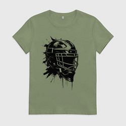 Футболка хлопковая женская Чёрная хоккейная маска, цвет: авокадо