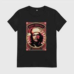 Футболка хлопковая женская Новогодний Че Гевара, цвет: черный