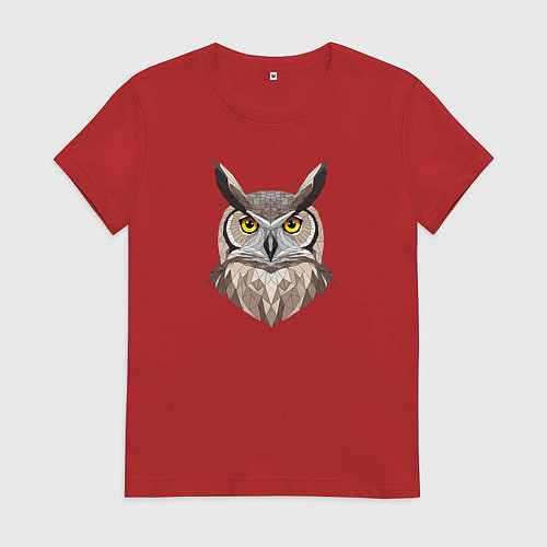Женская футболка Геометрический портрет совы / Красный – фото 1