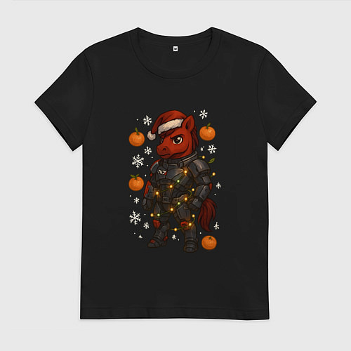 Женская футболка Лошадь Масc Эффект / Черный – фото 1