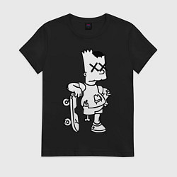 Футболка хлопковая женская Bart Simpsons Zombie, цвет: черный