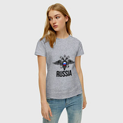 Футболка хлопковая женская Russia, цвет: меланж — фото 2