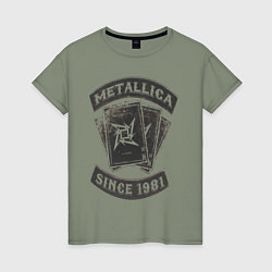 Футболка хлопковая женская Metallica: since 1981, цвет: авокадо