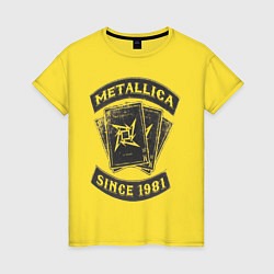 Футболка хлопковая женская Metallica: since 1981, цвет: желтый