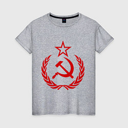 Футболка хлопковая женская СССР герб, цвет: меланж