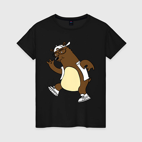 Женская футболка Медведь танцует / Черный – фото 1