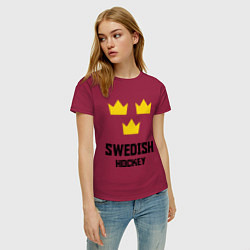 Футболка хлопковая женская Swedish Hockey, цвет: маджента — фото 2