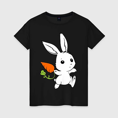 Женская футболка Зайка с морковкой / Черный – фото 1