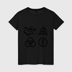 Футболка хлопковая женская Led Zeppelin: symbols, цвет: черный
