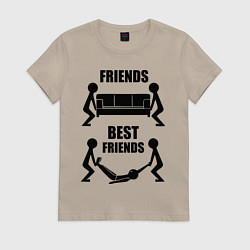 Футболка хлопковая женская Best friends, цвет: миндальный