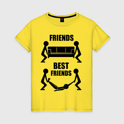 Футболка хлопковая женская Best friends, цвет: желтый