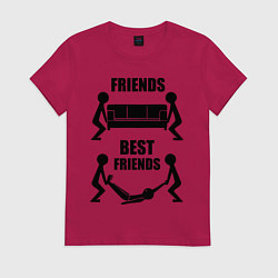 Футболка хлопковая женская Best friends, цвет: маджента