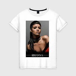 Футболка хлопковая женская Rihanna: portrait, цвет: белый