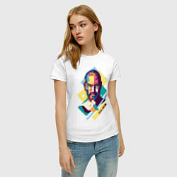 Футболка хлопковая женская Steve Jobs Art, цвет: белый — фото 2